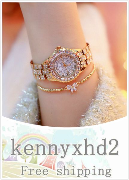 

new korean high-end watches full diamond women's watch, Slivery;brown