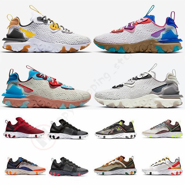 

2020 new black iridescent react vision element 87 55 mens running shoes undercover taped seams mens trainers womens sports sneakers