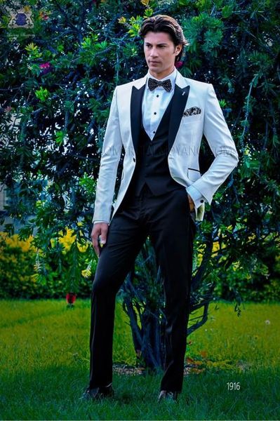 

handsome one button groomsmen peak lapel groom tuxedos men suits wedding/prom/dinner man blazer(jacket+pants+tie+vest) a589, Black;gray