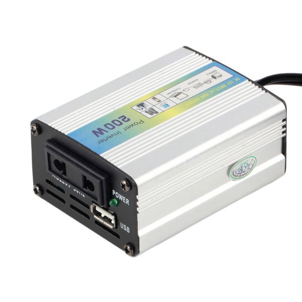 200W portátil Car Truck Boat USB DC 12V a 220V AC 110V US UE Super Power Inverter Converter carregador frete grátis