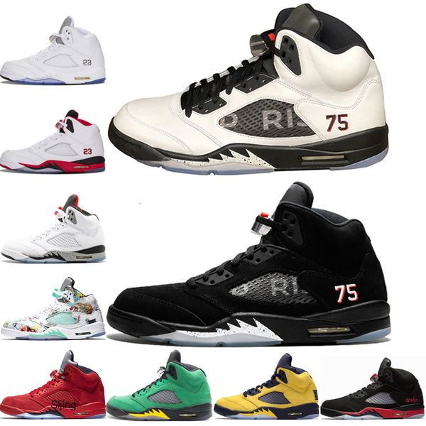 

5 5s psg white black basketball shoes men 5s red blue suede og black metallic wings oreo oregon ducks sport sneakers