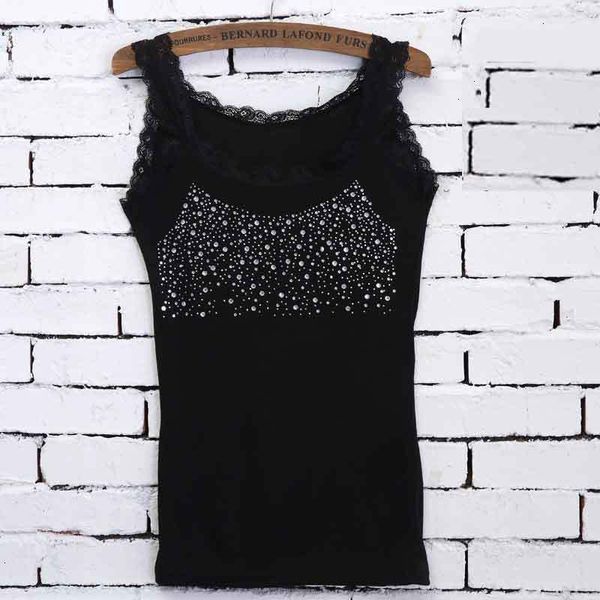 

womens fashion tank crop leisure women girl sequin lace tank female collar tank low t shirts solid sleeveless, White