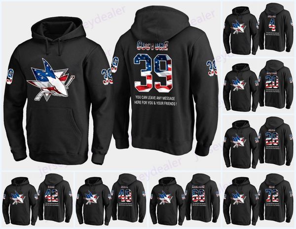 

88 brent burns san jose sharks usa flag black hoodie jerseys 39 logan couture 27 joonas donskoi 23 barclay goodrow hoodies sweatshirts, Black;red
