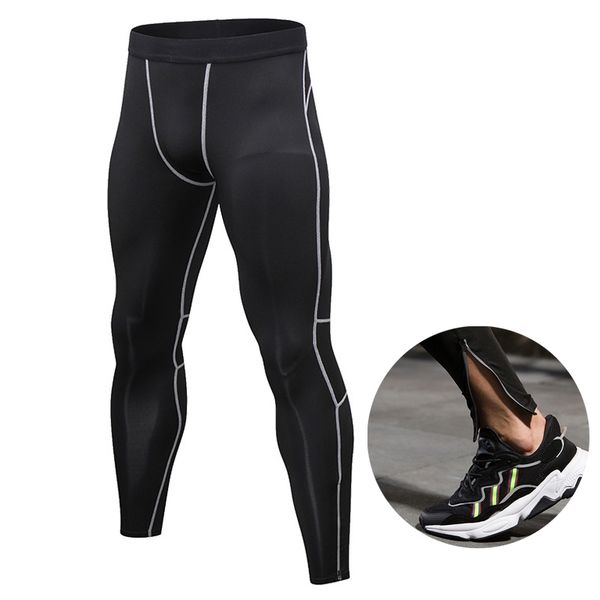 

men sweatpants compression pants gym leggings running tights dry fit breathable jogging pants workout fitness slim training pant, Black;blue