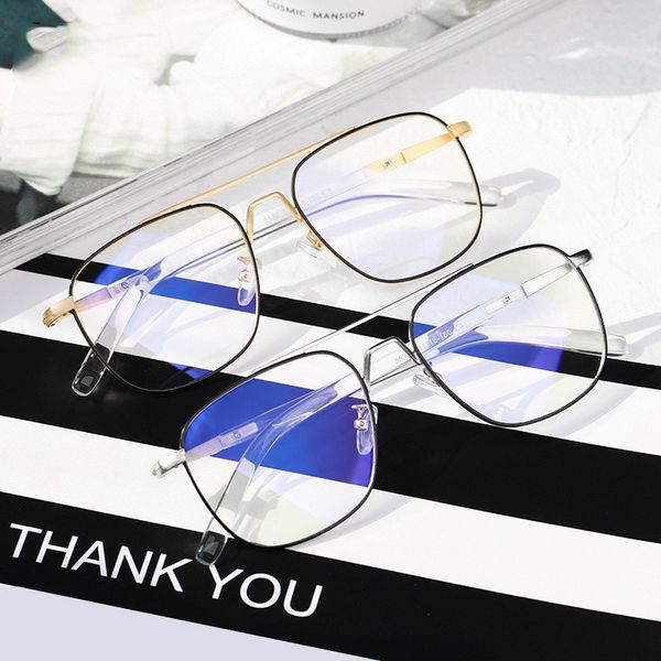 

new fashion blue light blocking glasses square alloy eyeglasses frame anti blue ray computer game glasses, White;black