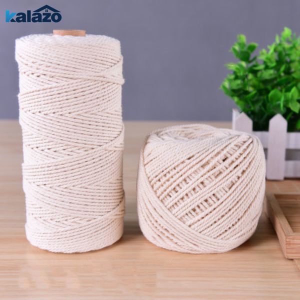 

1pc 200m 2/3mm diameter beige cotton cord twisted cord handmade craft macrame string diy material supplies home decorations, Black;white