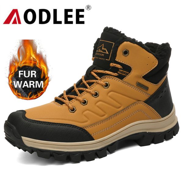 

big size men boots for men winter snow boots warm fur plush warm outdoor high fashion shoes sneakers botas hombre aodlee, Black