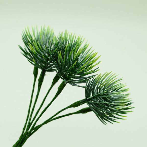 

6pcs/lot fake plastic green pine leaves christmas diy gift scrapbooking home wedding decor accessories artificial plants flowers