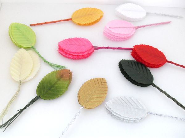 

200 pieces artificial colorful silk flower rose leaf leaves foliage decoration garland diy wreath scrapbook craft flowers c41