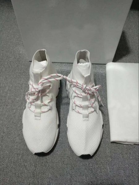 

luxury sock shoe speed trainers stretch textured knit white casual shoe speed trainer sneakers 2456 trainer sock race runners white/blackc2, Black
