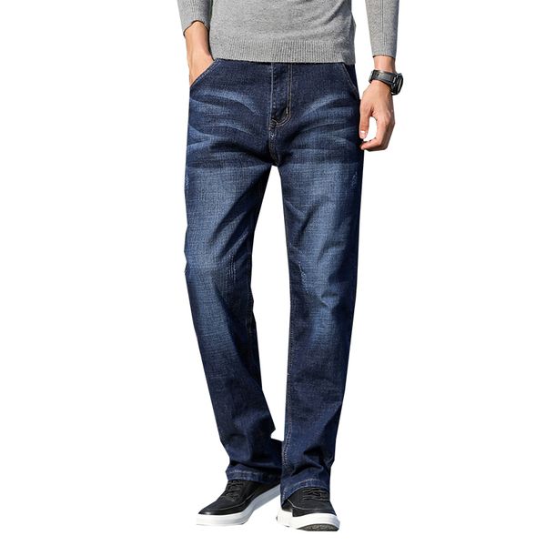 

2020 brand new spring autumn jeans men loose fit male blue denim pants casual denim trousers wide leg jeans boot cut