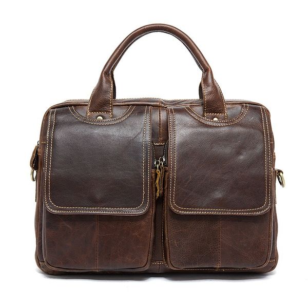 

grade male men's vintage real crazy horse leather briefcase messenger shoulder portfolio lapbag case office handbag