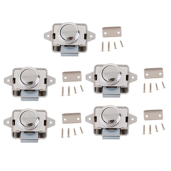 

5x push button latch lock for rv boat drawer cupboard cabinet door sliver
