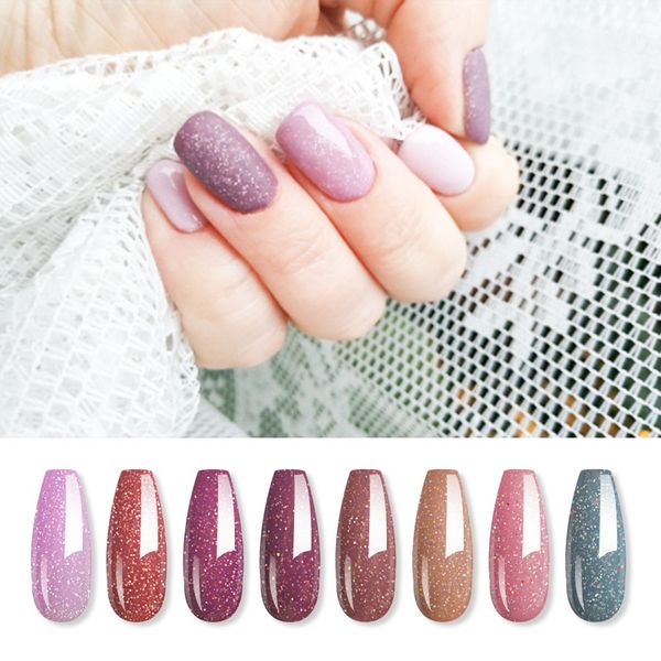 

5ml holographic glitter gel nail polish color uv gel semi permanent soak off nail art varnish manicure design zjj3096, Red;pink
