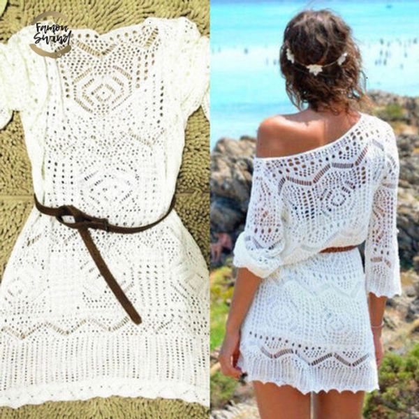 

dress mini  women lace crochet dress summer beach dress see through drop shipping designer clothes, Black;gray