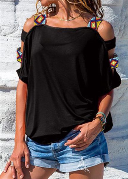 

Hot Dew Shoulder Hollow Out Womens Tshirts Fashion Short Sleeve Loose Womens Tops Summer Ladies Tees