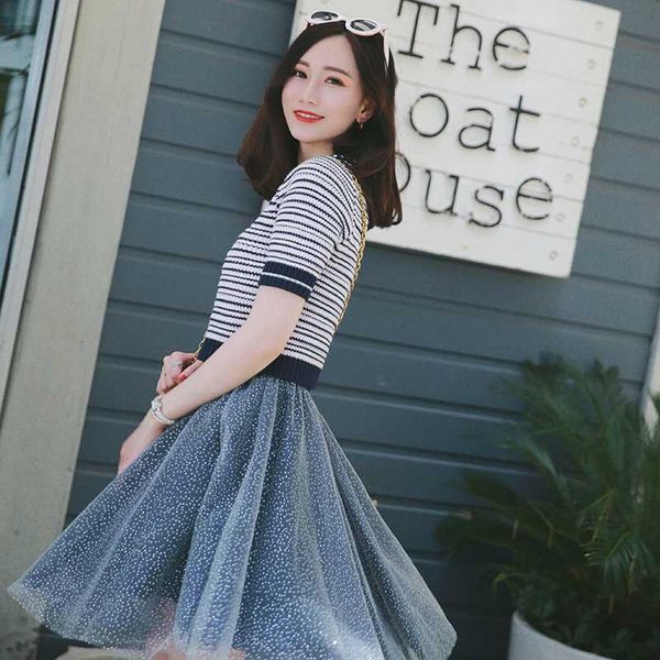 

skirts counter light chen xiaoying celebrity temperament high waist sweet dark blue yarn half skirt puffy, Black