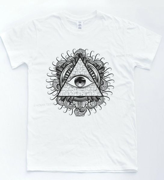 

illuminati eye pyramid t-shirt indie retro triangle tattoo sketch tee, White;black