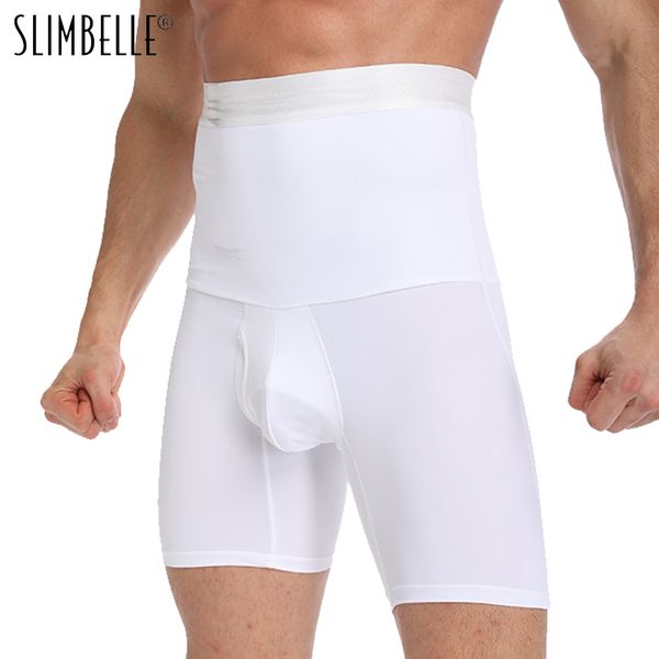 

men tummy control shorts high waist slimming underwear body shaper seamless belly girdle boxer briefs, Black;brown