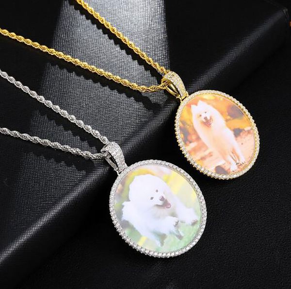 

14k icy custom p pendant picture engrave letters necklace for mother's day lover special gift zircon tennis chain, Silver