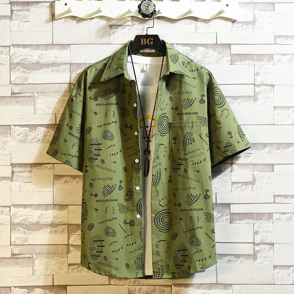 

shirt men 2020 summer fashion personality printed short sleeve shirts men casual beach hawaiian shirt plus size 5xl, White;black