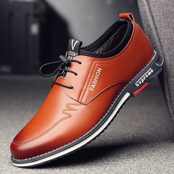 

dm367 men genuine leather business casual shoes for man breathable sneakers male fashion loafers walking footwear tenis feminino, Black