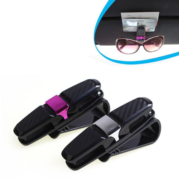 

car glasses clips carbon fiber card pen holder 180 degree rotate dual side clips sun visor vehicle accessory car organizer