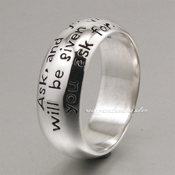 

wholesale-5 sterling silver fashion motto ring 8e004, Golden;silver