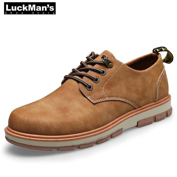 

luckman men casual shoes pu leather shoes male work british breathable board lace-up footwear brown black blue size 44