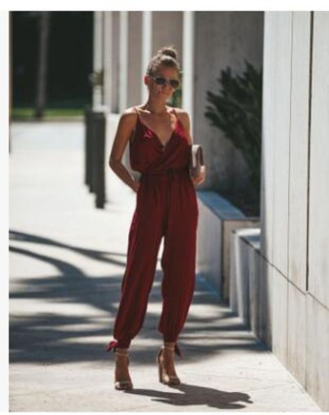 

bodycon loose sleeveless jumpsuits romper strapless spaghetti strap overalls for women wide leg chiffon female streetwear, Black;white
