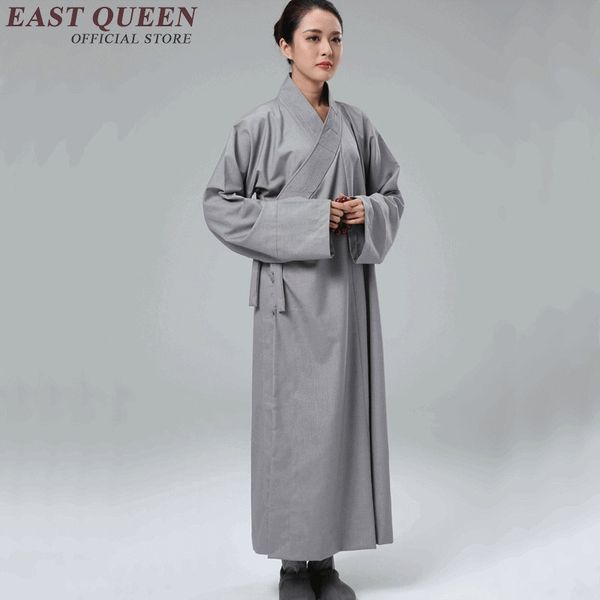 

female pure color buddhist monk robes shaolin monk uniform for ladies traditional chinese clothing long sleeve cardigan kk809 y, Red