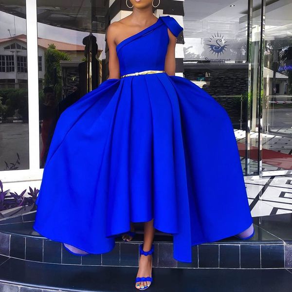 

elegant blue one shoulder floor length party dress evening plus size sleeveless pleated a line women long maxi dress 2019, Black;gray