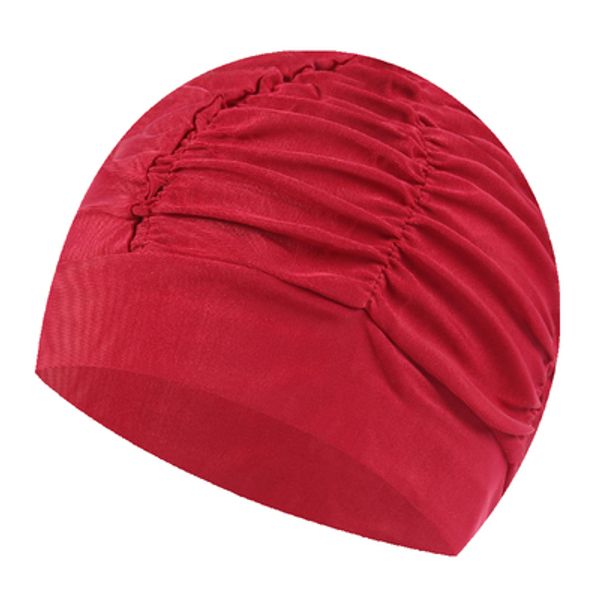 

2019 pure color женщины плавание cap swim бассейн пляж защищаем уши волос ткань купания hat для девочек длинные волосы lady swim cap