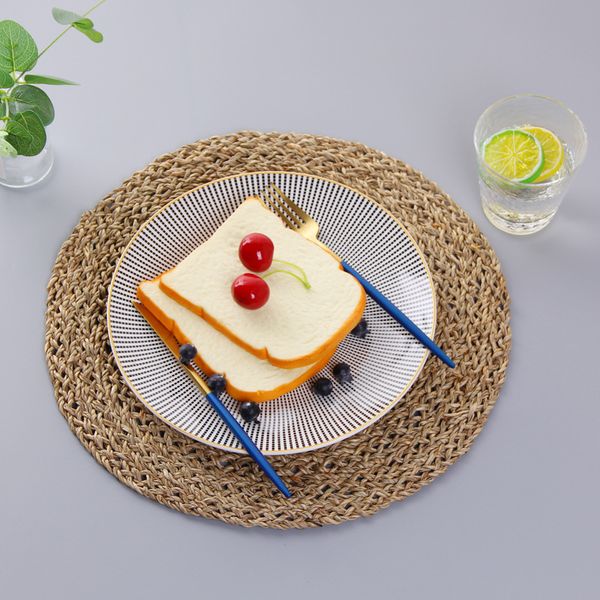 

38cm straw weave coaster handmade round placemat cup bowel pot mat pad holder tableware placemat for dining table