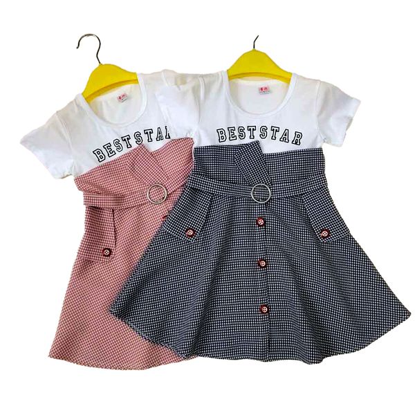 

2-7 years old spring/summer girls pure cotton short-sleeved plaid dress children's princess skirt children's clothes, Red;yellow