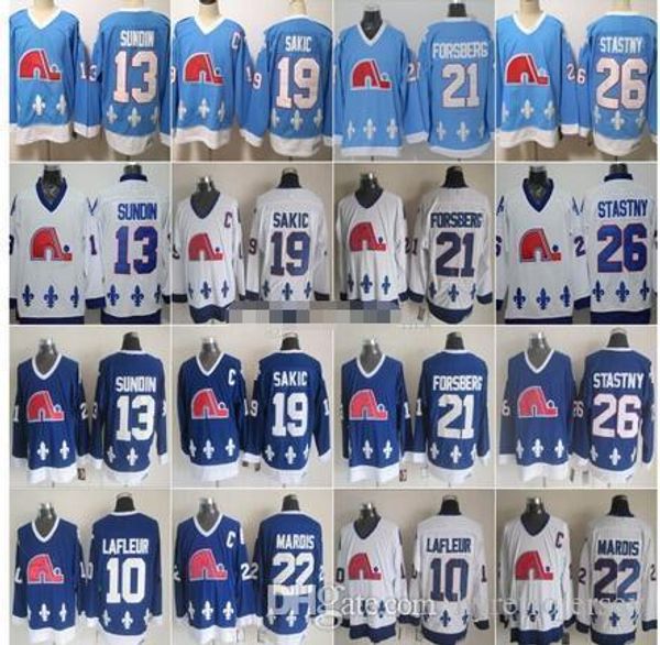 

quebec nordiques winter classic men 10 guy lafleur 13 mats sundin 19 joe sakic 21 peter forsberg 26 peter stastny ice hockey jersey blue, Black