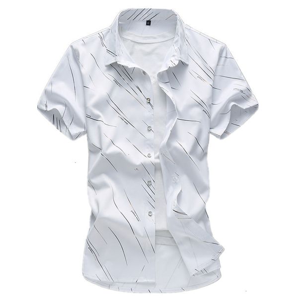 

2019 summer fashion new men random slender short mouwen shirt /men revers personality printed shirts, White;black