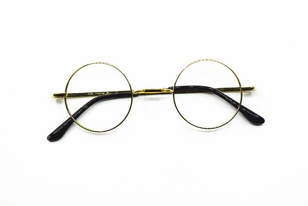 

vintage round gold 42mm pure titanium metal eyeglass frames full rim myopia glasses -125 -250 -275 -300 -600, Black