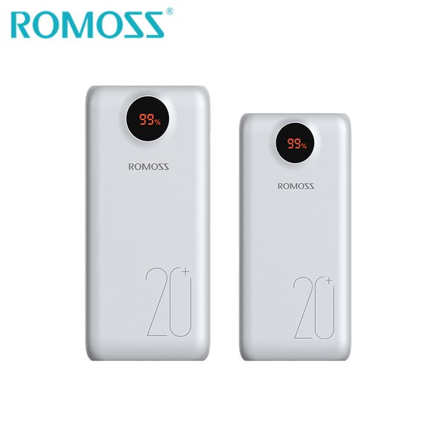 

romoss 20000mah sw20 ps+ power bank external battery charge 18w /22.5w qc3.0 fast charging with led display for huawei mi iphone