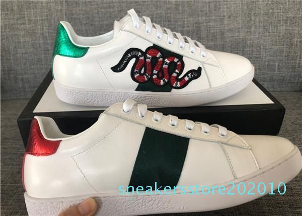 

luxury designer men women sneaker casual shoe leather sneakers ace tiger snake stripes shoe walking trainersl14 s10, Black