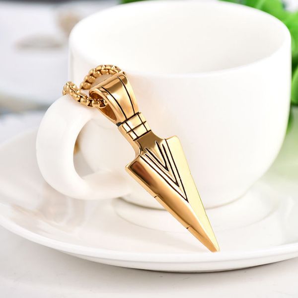 

fashion 1pc men's alloy arrow necklaces long chain silvery golden pendant jewelry, Silver