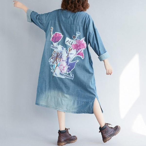 

2019 spring new double pocket denim windbreaker woman vintage v-neck long sleeves plus size denim loose long jacket thin coat, Tan;black