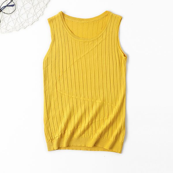 

singrain women sleeveless knitted tanks summer office basic knit t-shirt casual o neck streetwear solid elastic knitting tanks, White