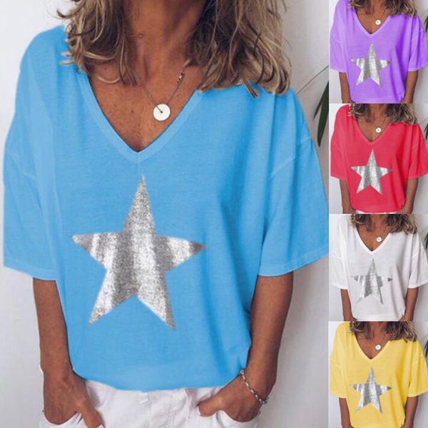 

designer t-shirts for womens 2020 summer fashion printed t shirts womens luxury loose short sleeve tees women breathable clothing, White