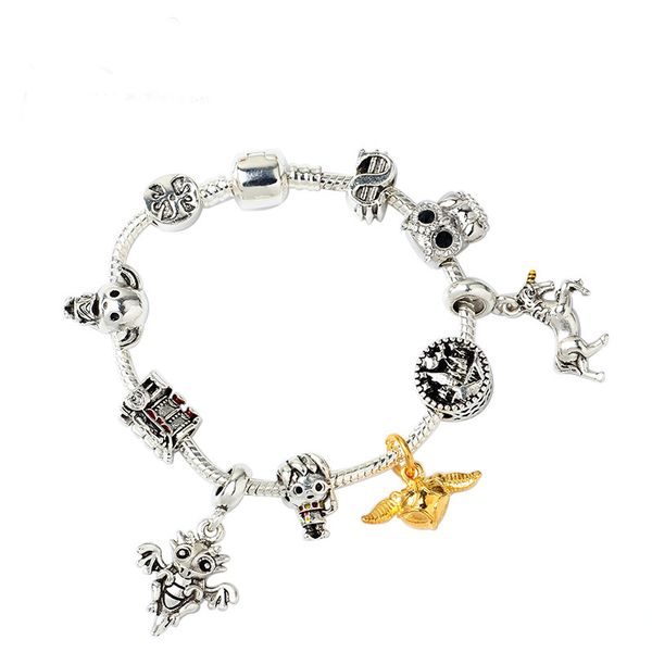 

новый hp серии сплава пандора стиль браслет золотой flythief маленький дракон подвеска браслеты женщин моды для мужчин jewelrycharm браслет, Golden;silver