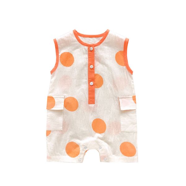 

2020 summer baby romper polka dot sleeveless, Blue