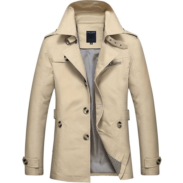 

new 2019 men trench coat men's big yards of cotton washing jackets menswear jacket coats jackets fashion, Tan;black
