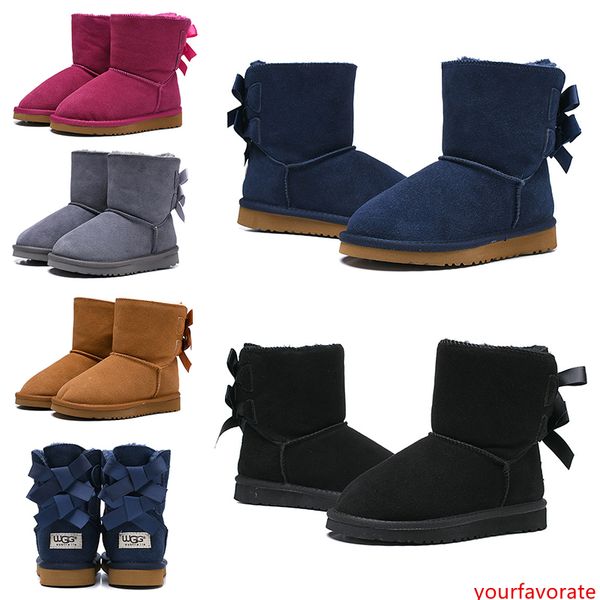 

fashion australian wgg classic kids boots designer snow boots for children girl boy ankle bailey bowknot winter booties fur boot 26-35
