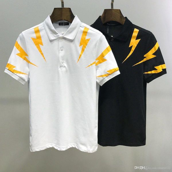 

mens short sleeved lapel neck t-shirt summer breathable button pullover t-shirt mens patchwork tees clothing plus size m-xxxl#001, White;black