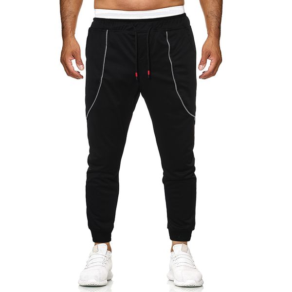 

pencil pants drawstring casual haroon pants with zipper trim for men, Black